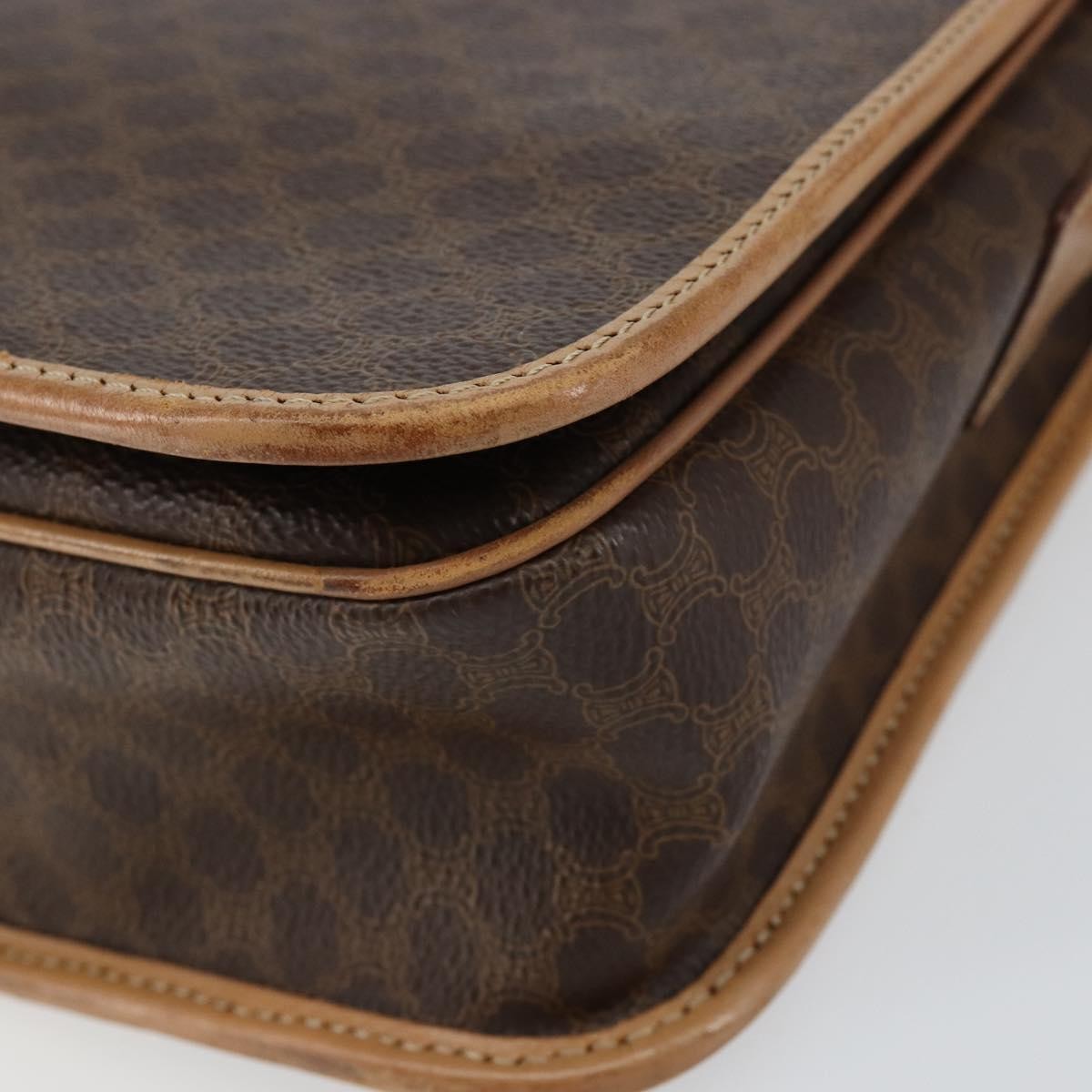 Celine Vintage Macadam Shoulder Bag Canvas and Leather, BROWN, CANVAS, Shoulder bag