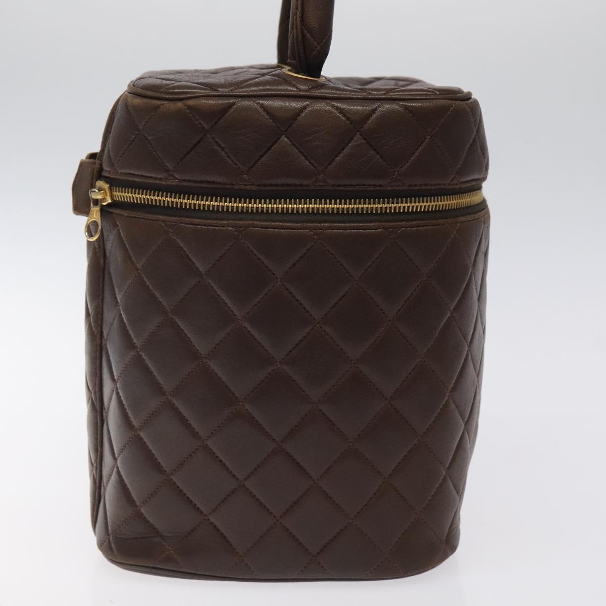 Chanel Vanity pouch Leather, BROWN, LEATHER, Toiletry Case