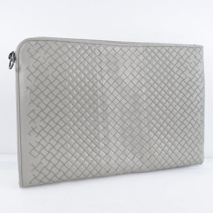 Bottega Veneta Portfolio Pouch Intrecciato Nappa, GRAY, CALFSKIN, Clutche & pouche