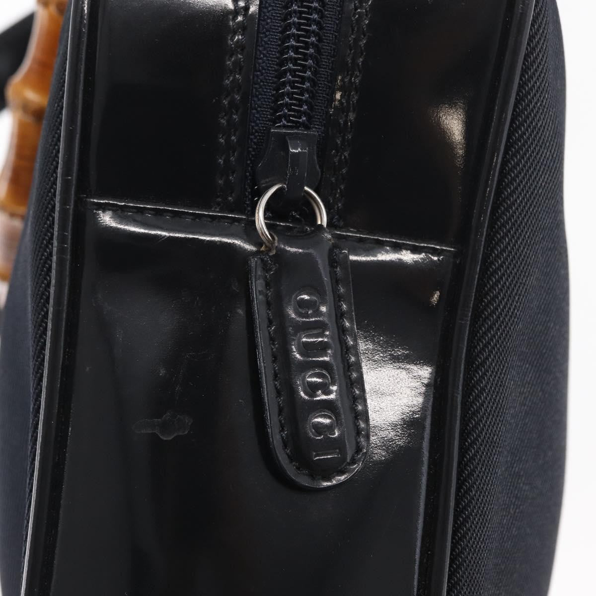 Gucci Vintage Bamboo Handle Bag Nylon, BLACK, NYLON, Handbag