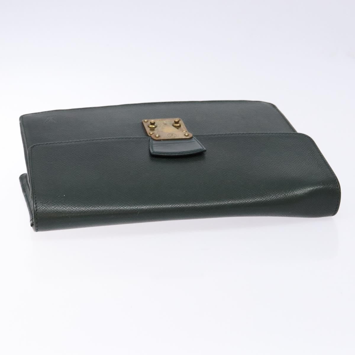 Louis Vuitton Kourad Pouch Taiga, GREEN, LEATHER, Clutche & pouche