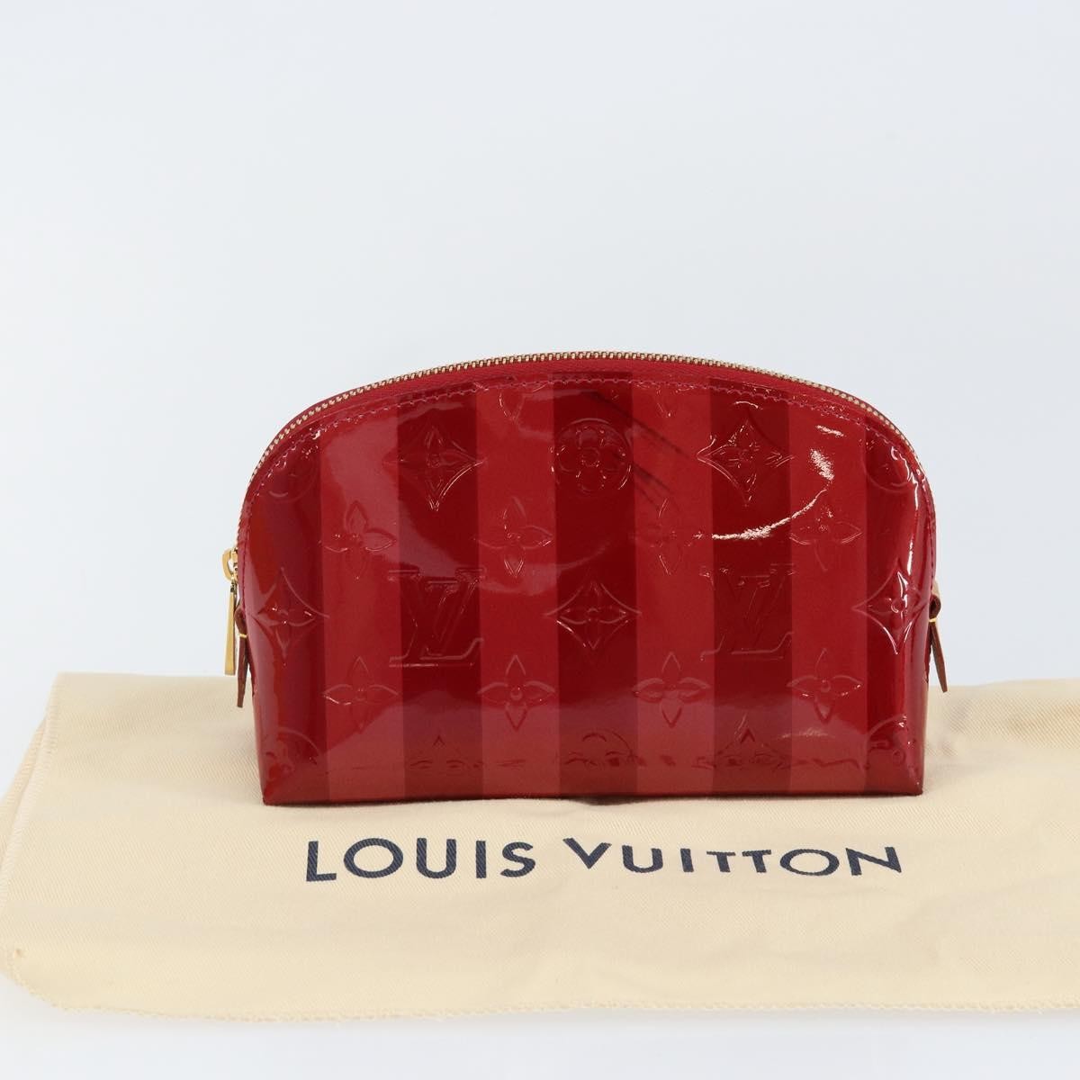 Louis Vuitton Cosmetic Pouch Limited Edition Monogram Vernis Rayures, RED, PATENT_LEATHER, Toiletry Case