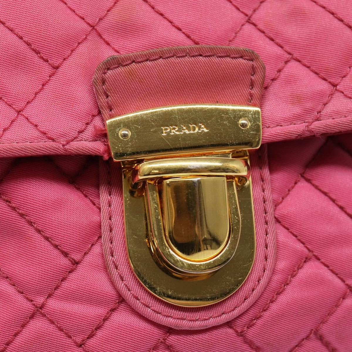Prada Vintage Shoulder Bag Quilted Tessuto, PINK, NYLON, Shoulder bag