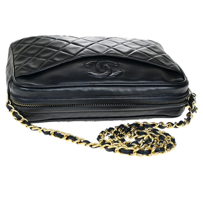 Chanel Vintage Camera Tassel Bag Quilted Leather, NAVY, LEATHER, Shoulder bag