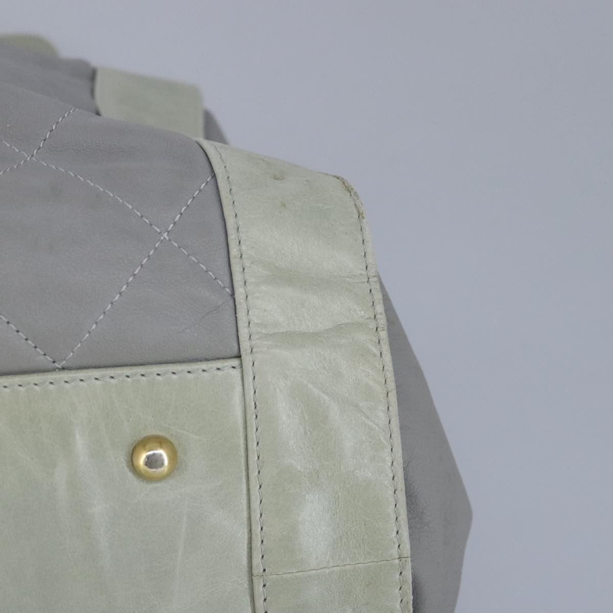 Chanel Chain Shoulder Bag Leather, GRAY, LEATHER, Shoulder bag