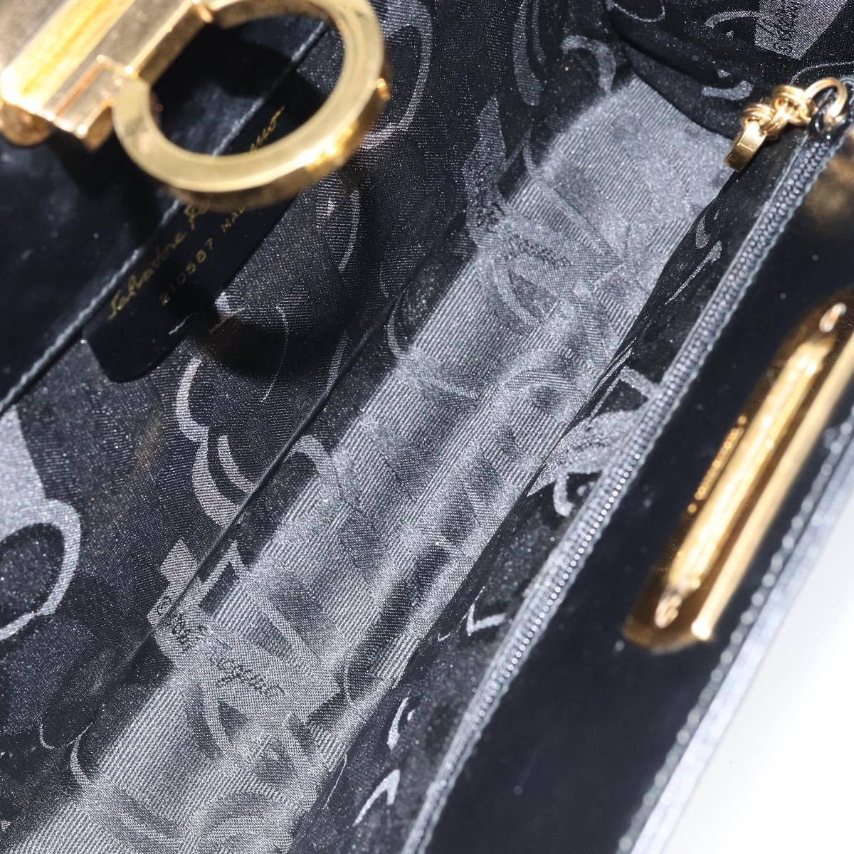 Salvatore Ferragamo Vintage Gancini Chain Shoulder Bag Leather, BLACK, LEATHER, Shoulder bag