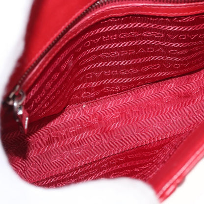 Prada Gaufre Chain Flap Shoulder Bag Nappa Leather, RED, LEATHER, Shoulder bag