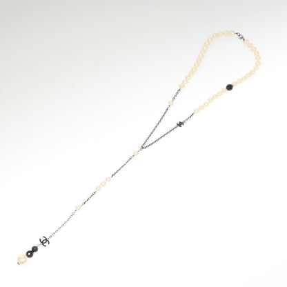 Chanel CC Pearl Necklace Faux Pearls and Metal, WHITE, METAL, Necklace