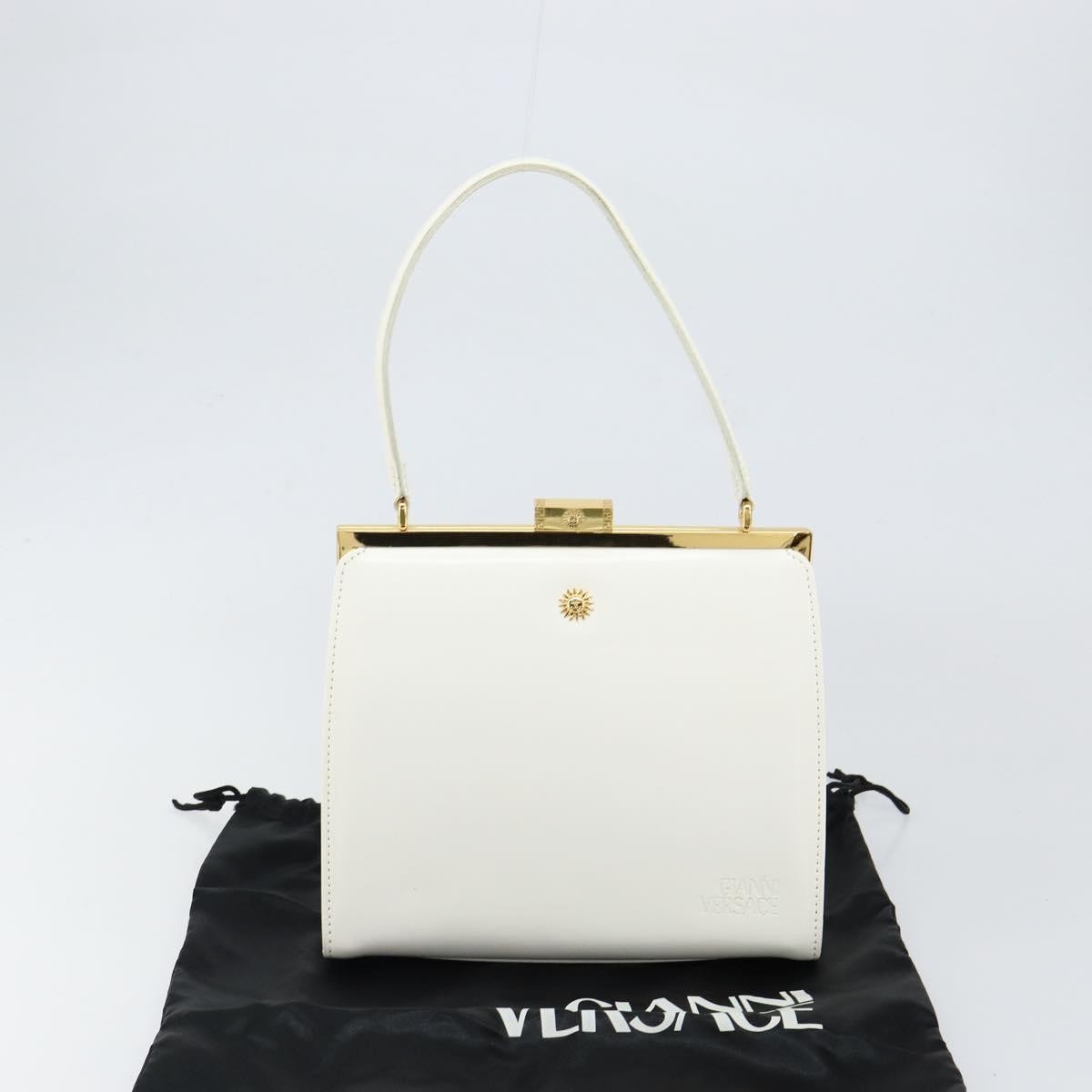 Versace Vintage Handbag Leather, WHITE, LEATHER, Handbag