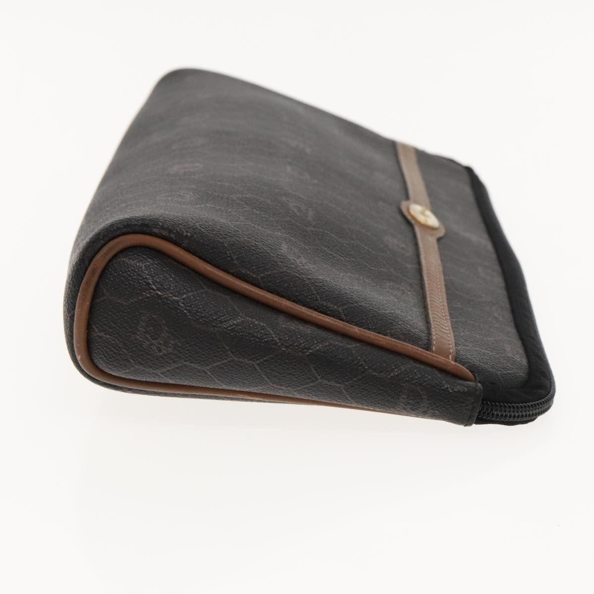 Christian Dior Vintage Honeycomb Zip Pouch Coated Canvas, BLACK, PVC, Clutche & pouche