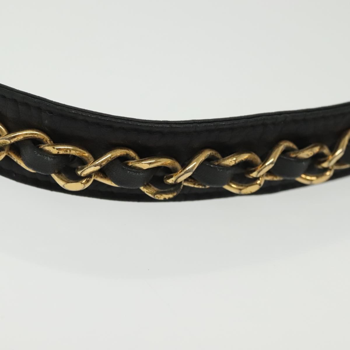 Chanel Vintage Buckle Chain Belt Leather and Metal, BLACK, LEATHER, Belts