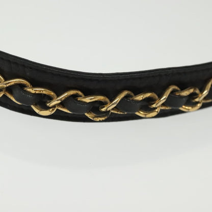 Chanel Vintage Buckle Chain Belt Leather and Metal, BLACK, LEATHER, Belts