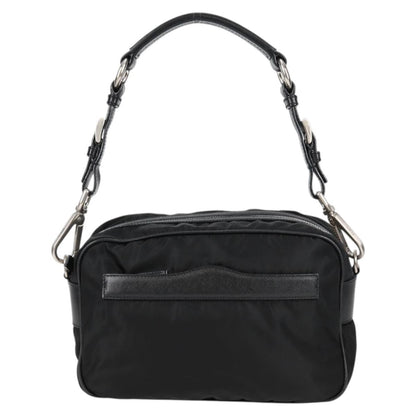 Prada Vintage Front Pocket Shoulder Bag Nylon, BLACK, NYLON, Shoulder bag
