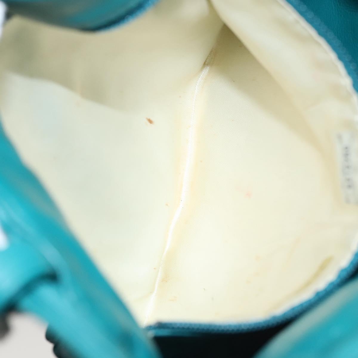 Chanel Vintage Resin Bucket Bag Woven Leather, TURQUOISE, LEATHER, Shoulder bag