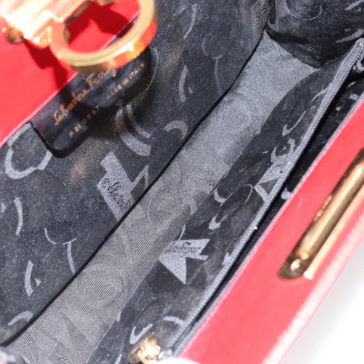 Salvatore Ferragamo Vintage Gancini Chain Shoulder Bag Leather, RED, LEATHER, Shoulder bag