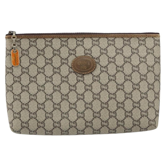 Gucci Zip Pouch GG Canvas, BEIGE, CANVAS, Clutche & pouche