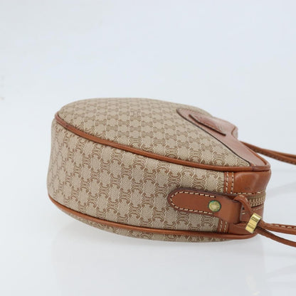 Celine Vintage Macadam Shoulder Bag Canvas and Leather, BEIGE, CANVAS, Shoulder bag