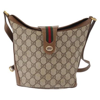 Gucci Vintage Open Shoulder Bag (Outlet) GG Canvas with Leather, BEIGE, PVC, Shoulder bag