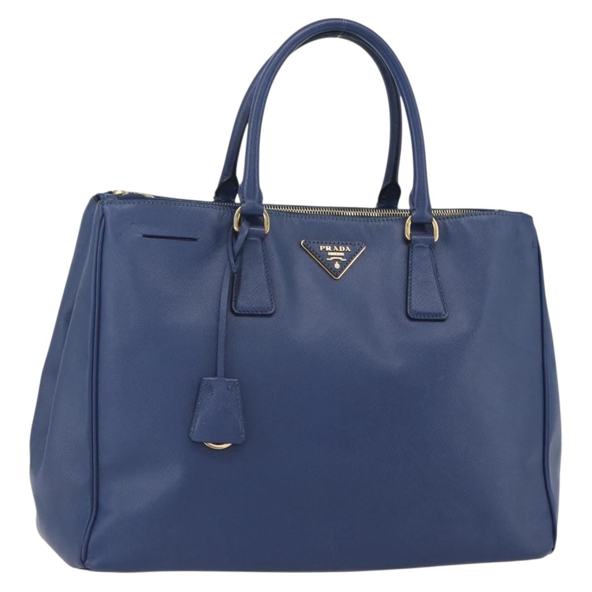 Prada Galleria Double Zip Tote Saffiano Leather, BLUE, LEATHER, Tote bag