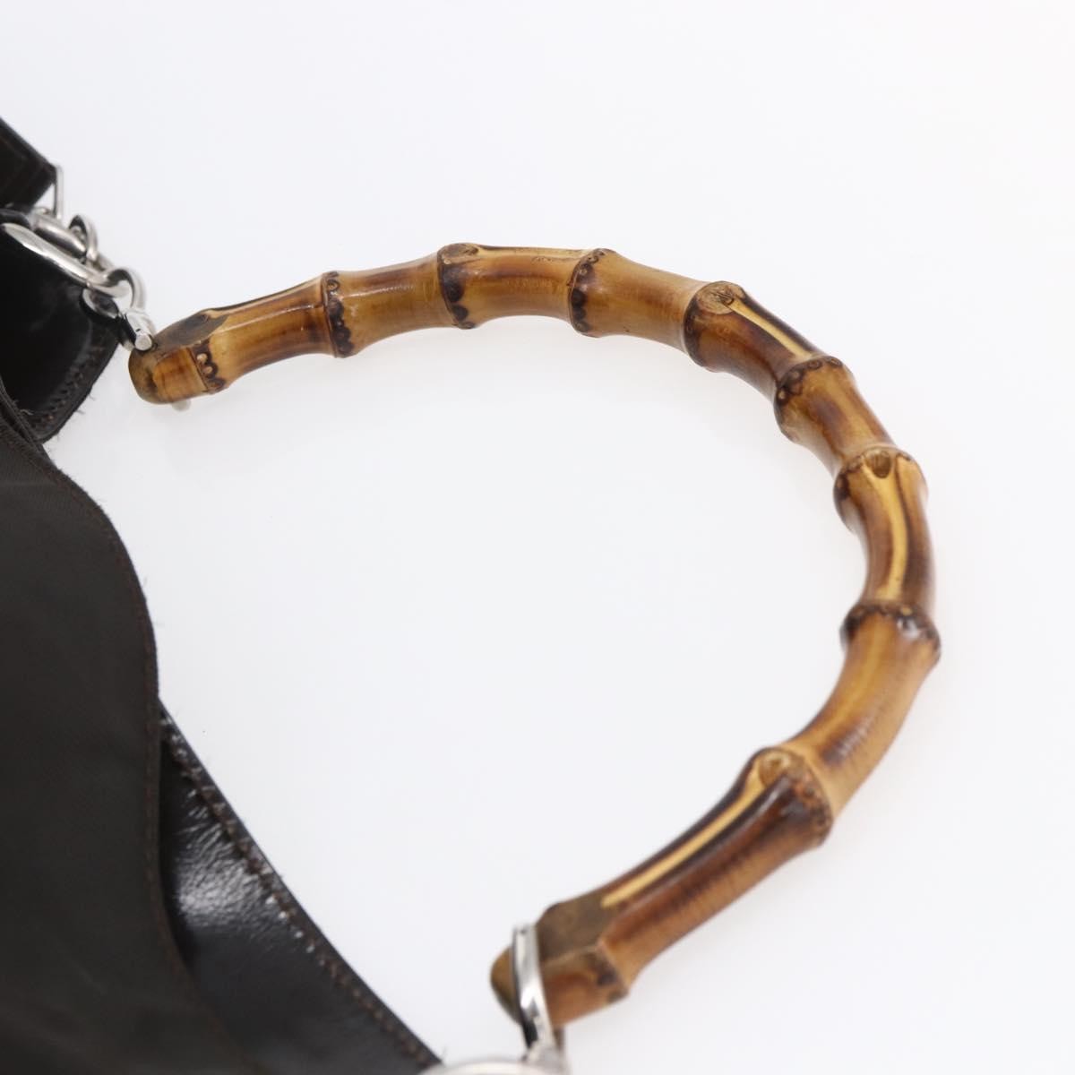 Gucci Vintage Bamboo Handle Bag Nylon, BROWN, NYLON, Handbag