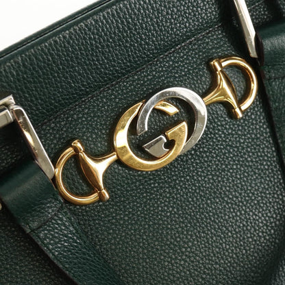 Gucci Zumi Top Handle Bag Leather, GREEN, LEATHER, Handbag