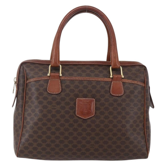 Celine Vintage Macadam Handbag Canvas and Leather, BROWN, CANVAS, Handbag