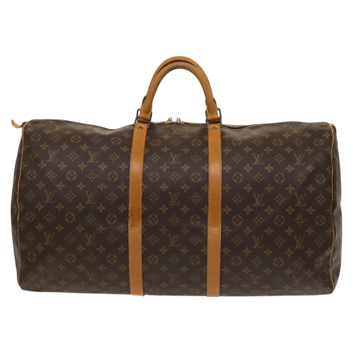 Louis Vuitton Keepall Bag Monogram Canvas, BROWN, CANVAS, Travel bag