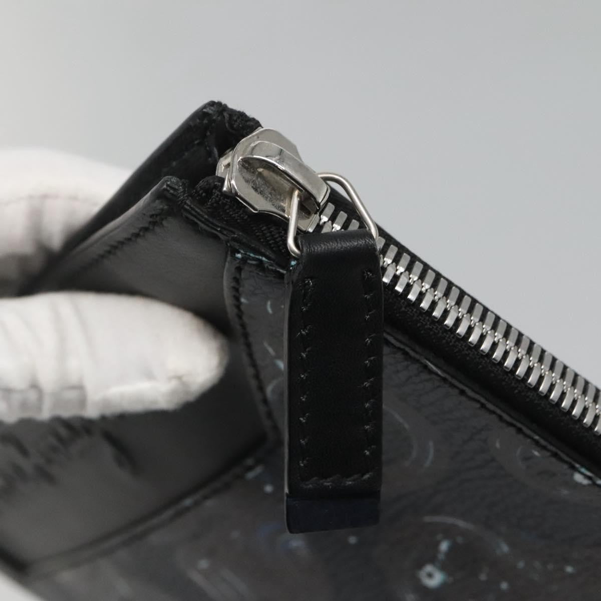 Salvatore Ferragamo Zip Pouch Motorcycle Print Leather, BLACK, LEATHER, Clutche & pouche