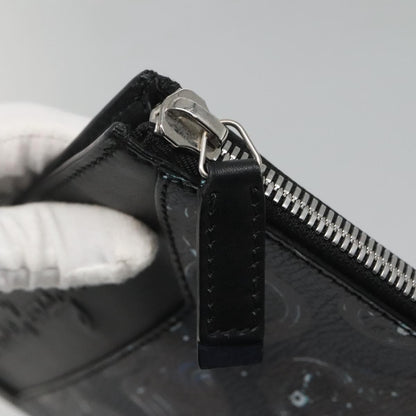 Salvatore Ferragamo Zip Pouch Motorcycle Print Leather, BLACK, LEATHER, Clutche & pouche