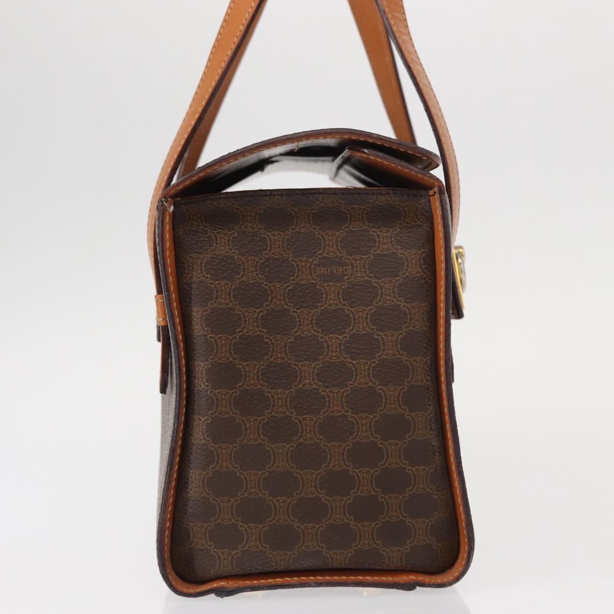 Celine Vintage Macadam Handbag Canvas and Leather, BROWN, CANVAS, Handbag