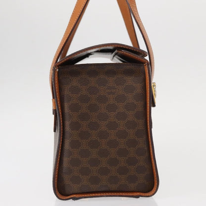Celine Vintage Macadam Handbag Canvas and Leather, BROWN, CANVAS, Handbag