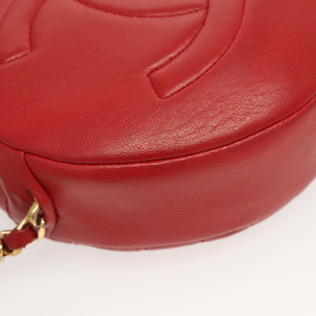 Chanel Vintage Round Tassel Crossbody Bag Quilted Lambskin, RED, LEATHER, Shoulder bag