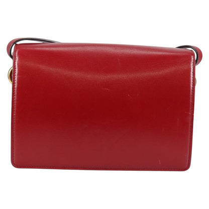 Gucci GG Ring Shoulder Bag Leather, RED, LEATHER, Shoulder bag