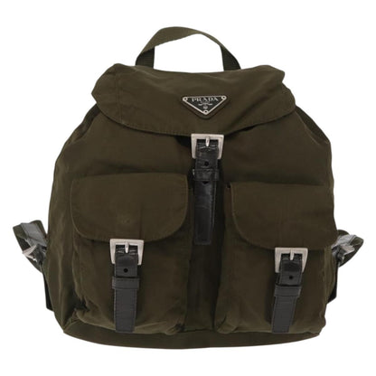 Prada Double Front Pocket Backpack Tessuto, KHAKI, NYLON, Backpack