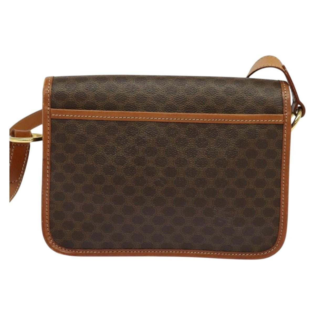 Celine Vintage Macadam Shoulder Bag Canvas and Leather, BROWN, CANVAS, Shoulder bag