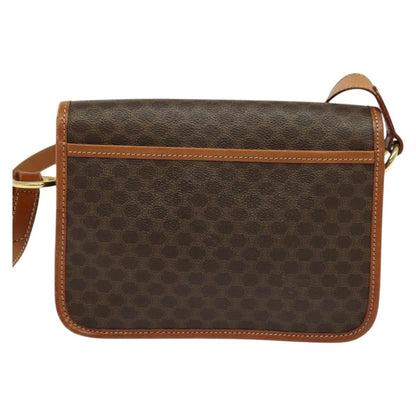 Celine Vintage Macadam Shoulder Bag Canvas and Leather, BROWN, CANVAS, Shoulder bag