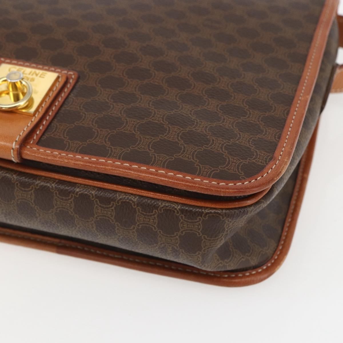 Celine Vintage Macadam Shoulder Bag Canvas and Leather, BROWN, CANVAS, Shoulder bag