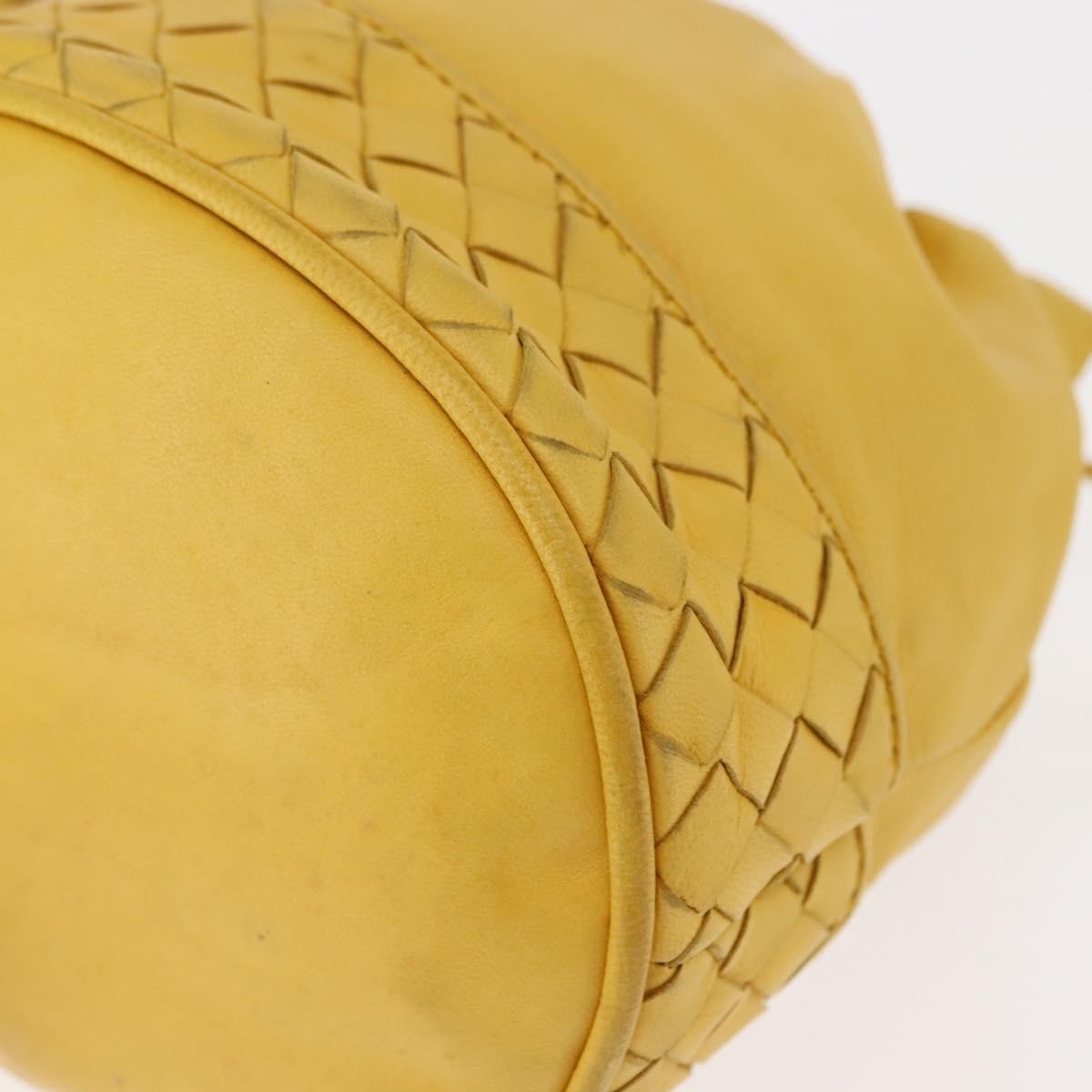 Bottega Veneta Drawstring Bucket Bag Leather and Intrecciato Nappa, YELLOW, LEATHER, Shoulder bag