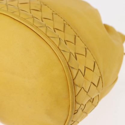 Bottega Veneta Drawstring Bucket Bag Leather and Intrecciato Nappa, YELLOW, LEATHER, Shoulder bag