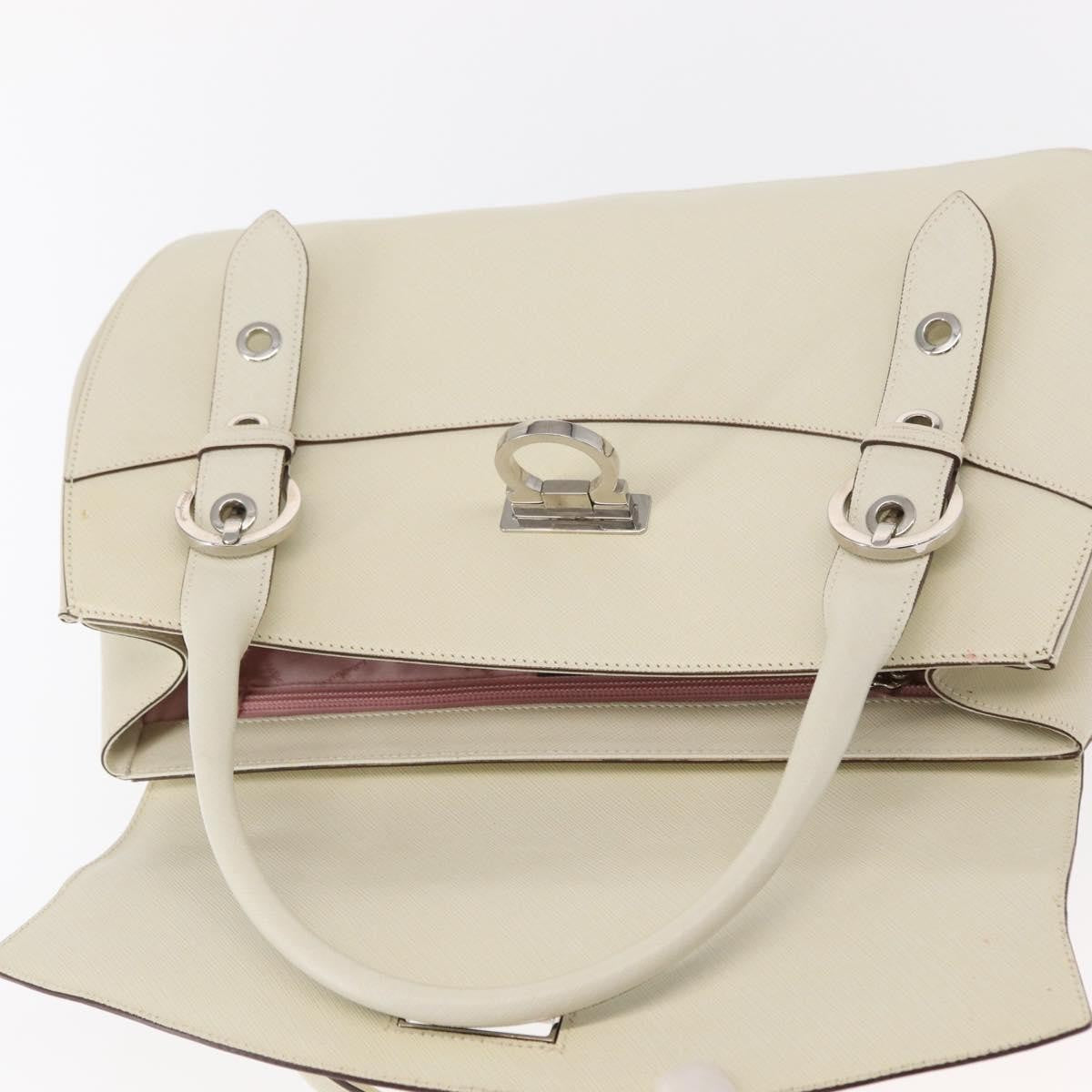 Salvatore Ferragamo Gancini Shoulder Bag Leather, WHITE, LEATHER, Shoulder bag