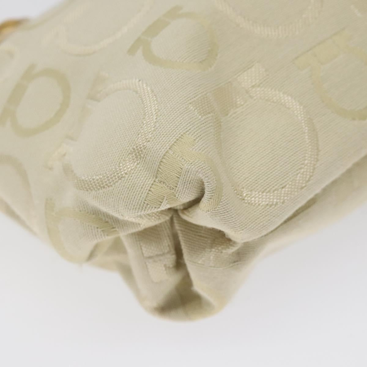 Salvatore Ferragamo Gancini Shoulder Bag Canvas, BEIGE, CANVAS, Shoulder bag