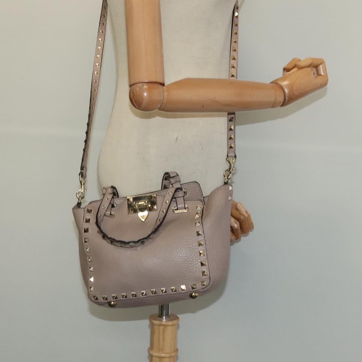 Valentino Garavani Rockstud Tote Pebbled Leather, BEIGE, LEATHER, Tote bag
