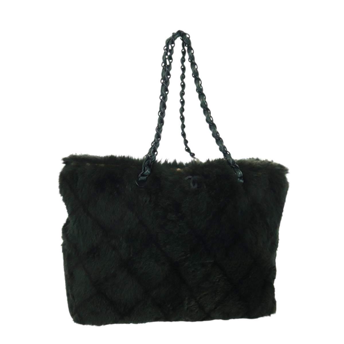 Chanel Chain Tote Lapin Fur, GREEN, FUR, Tote bag