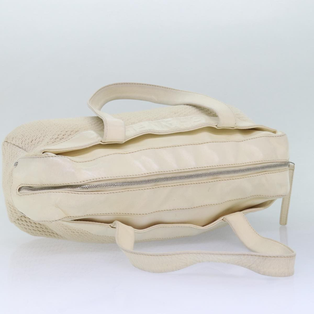 Chanel Zip Shoulder Bag Canvas, BEIGE, CANVAS, Shoulder bag