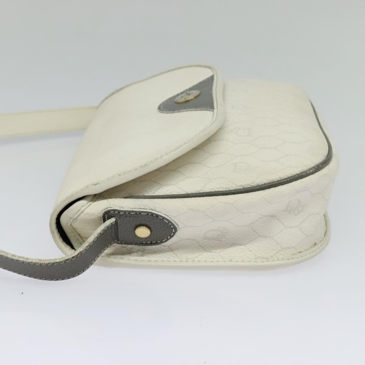 Christian Dior Vintage Honeycomb Flap Crossbody Bag Coated Canvas, WHITE, CANVAS, Crossbody bag