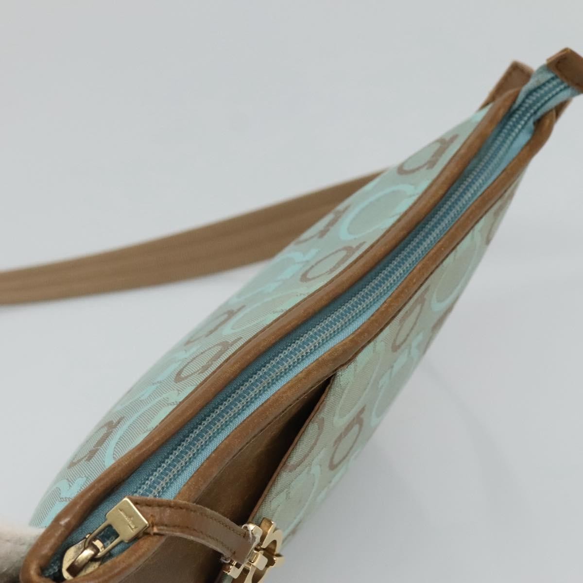 Salvatore Ferragamo Gancini Shoulder Bag Canvas, BLUE, CANVAS, Shoulder bag