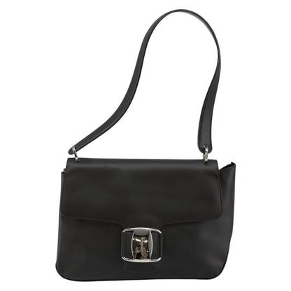 Salvatore Ferragamo Vala Shoulder Bag Leather, BLACK, LEATHER, Shoulder bag