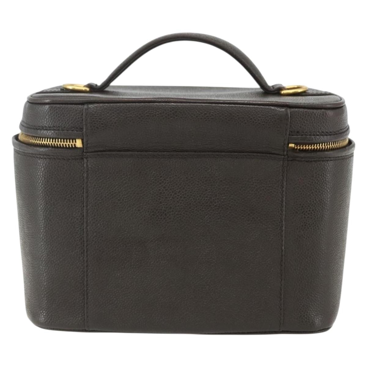Chanel Vintage Timeless Vanity Case Caviar, BROWN, LEATHER, Handbag