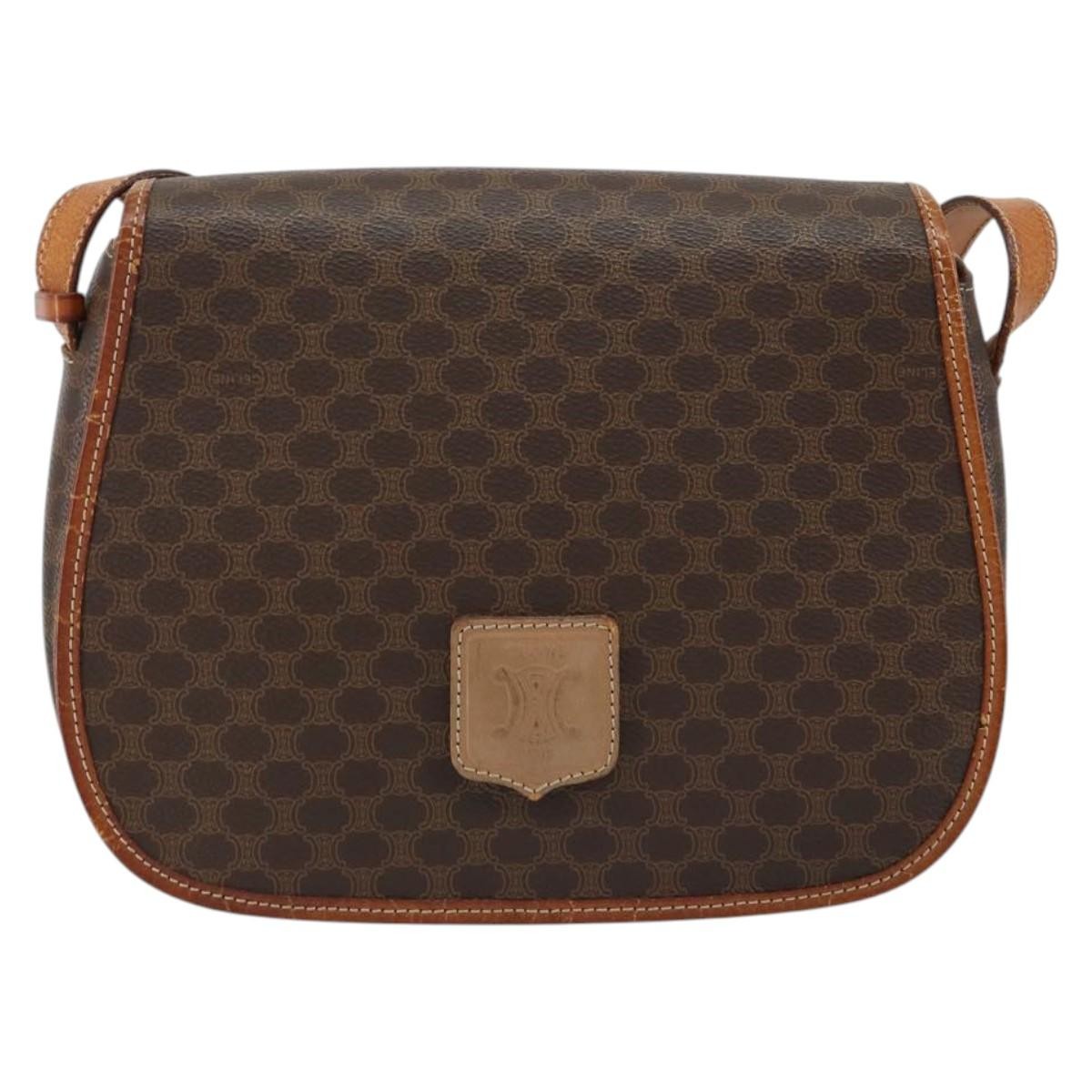 Celine Macadam Shoulder Bag PVC Leather, BROWN, CANVAS, Shoulder bag