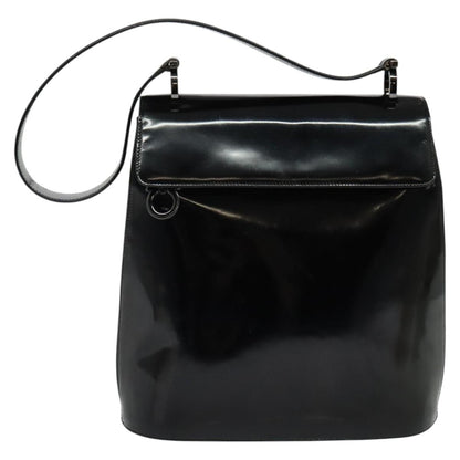 Salvatore Ferragamo Gancini Shoulder Bag Patent Leather, BLACK, PATENT_LEATHER, Shoulder bag